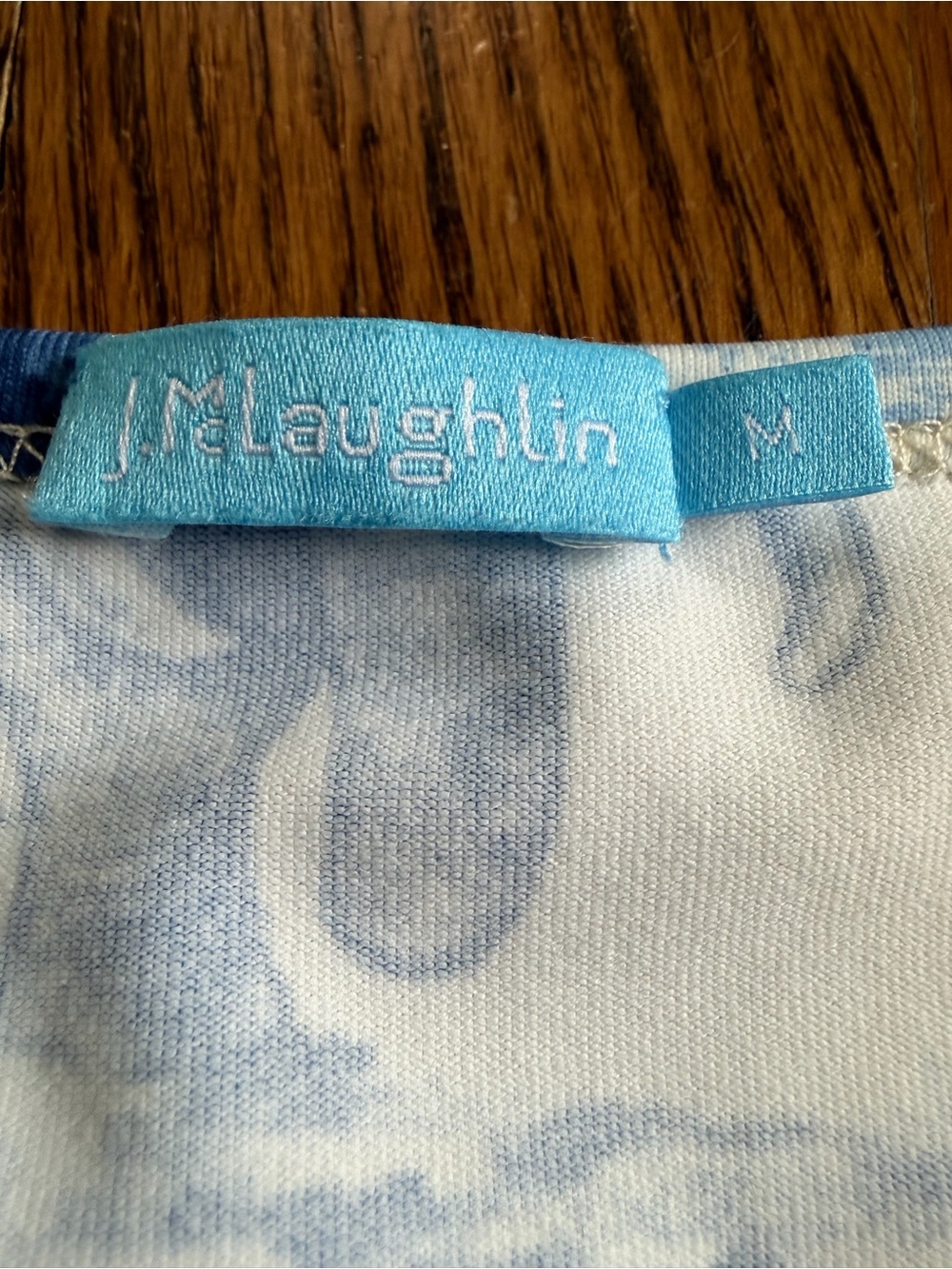 J.McLaughlin Catalina Cloth Safari Toile Top M Blue White Animal Print - Picture 3 of 7